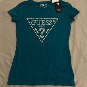 GUESS Women's Teal Logo Top